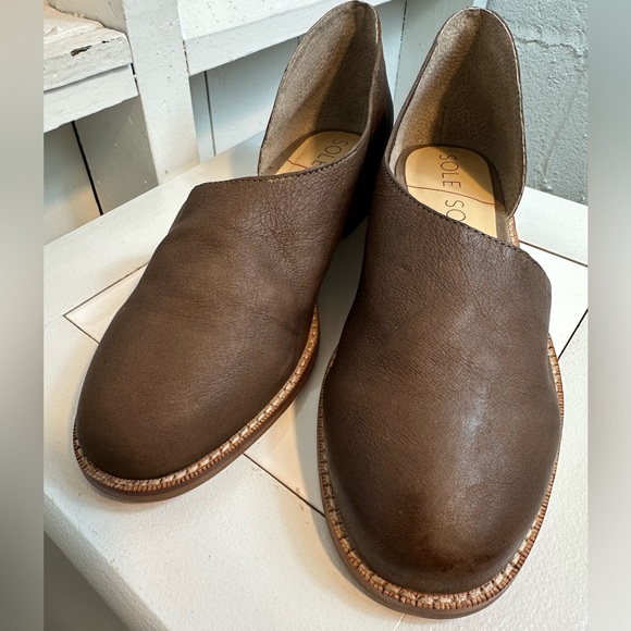 Sole Society Soft Leather Loafers Flats Brown Women’s Size 9.5 Open Sides - Picture 6 of 8
